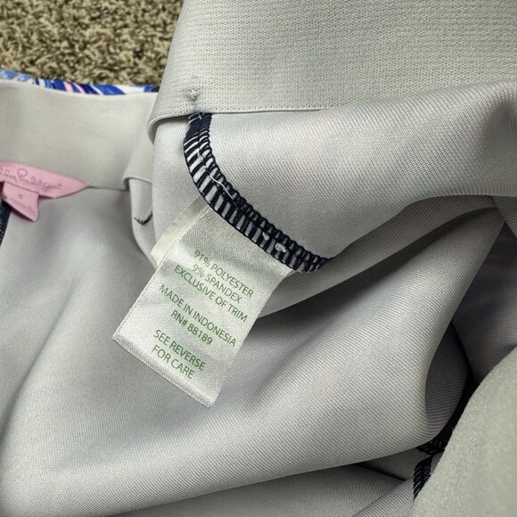 Lilly Pulitzer Adelia Scuba Shorts Blue Pink Swim Water Stretch Scallop Size S - Picture 6 of 10